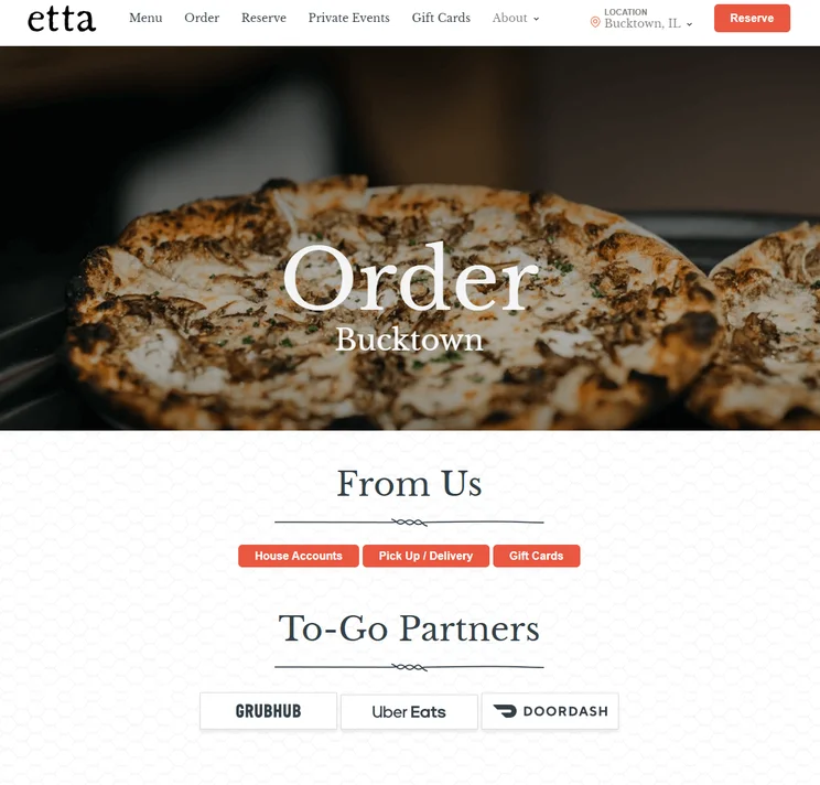 Etta Restaurant Website