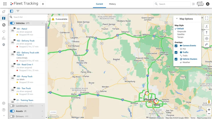 GPS Insight's live map can display current traffic conditions.