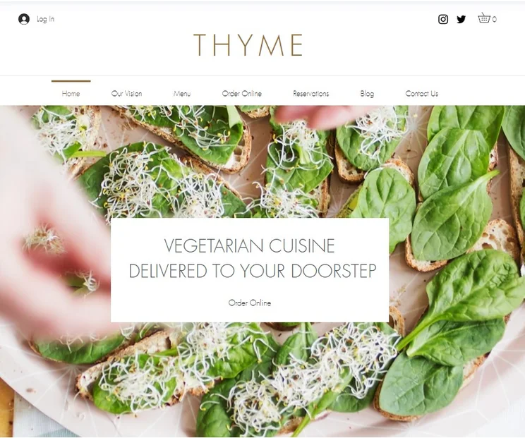 Wix's vegetarian restaurant template.