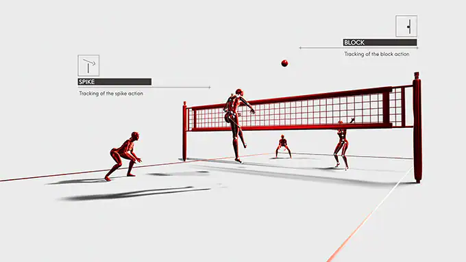 Illustration of Omega's AI being used for Beach Volleyball