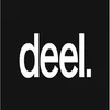 Deel's new logo with a black background