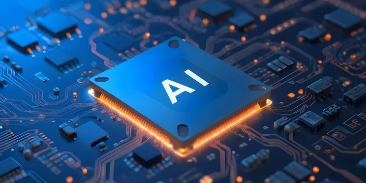 A computer chip labeled AI