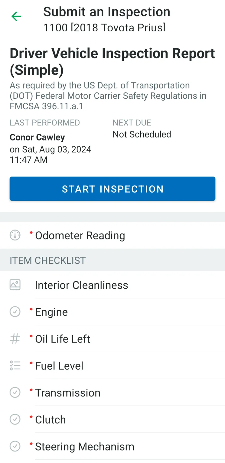 Fleetio Go Submit Inspection