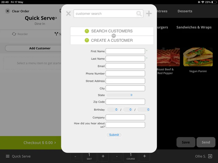 Adding customer information to a customer profile using Lavu POS
