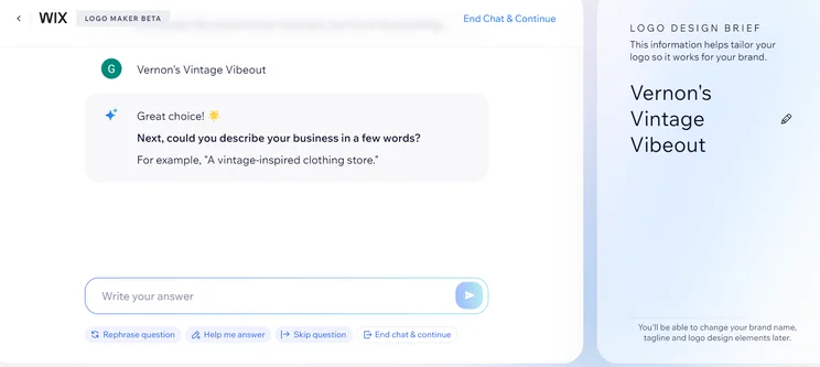 AI prompts for Wix logo generator