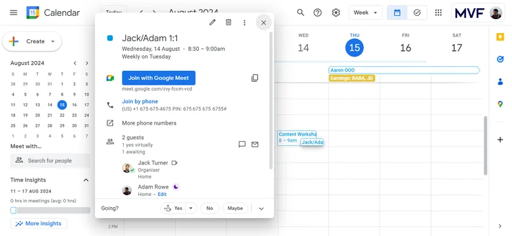 Google Meet has a Calendar integration.
