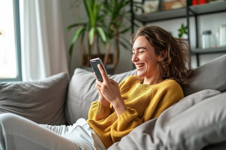 Woman laughing on a phone