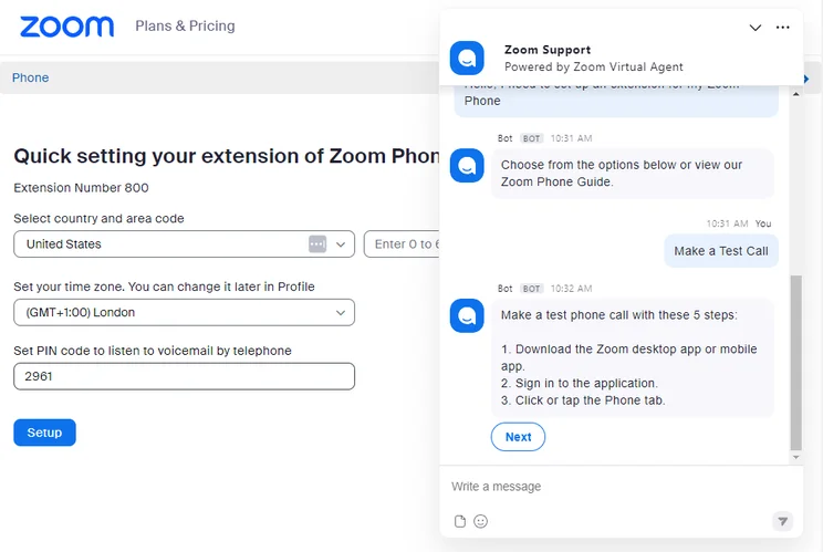 Zoom live chat