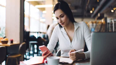 Remote worker in coffee shop