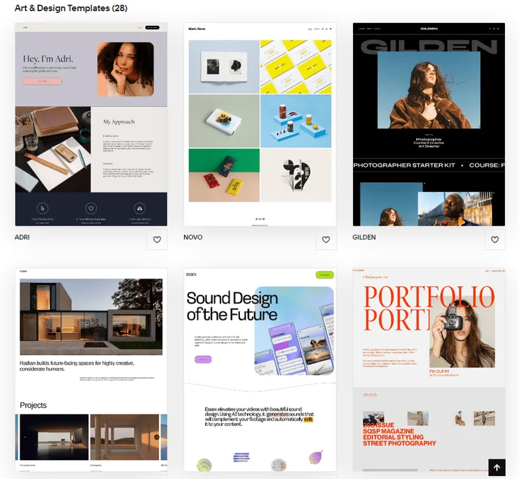 Squarespace design-focused templates