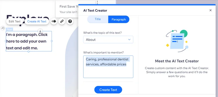 Wix AI Text Creator