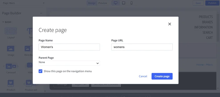 BigCommerce Create a Page
