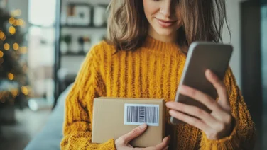 Woman dropshipper using a smartphone
