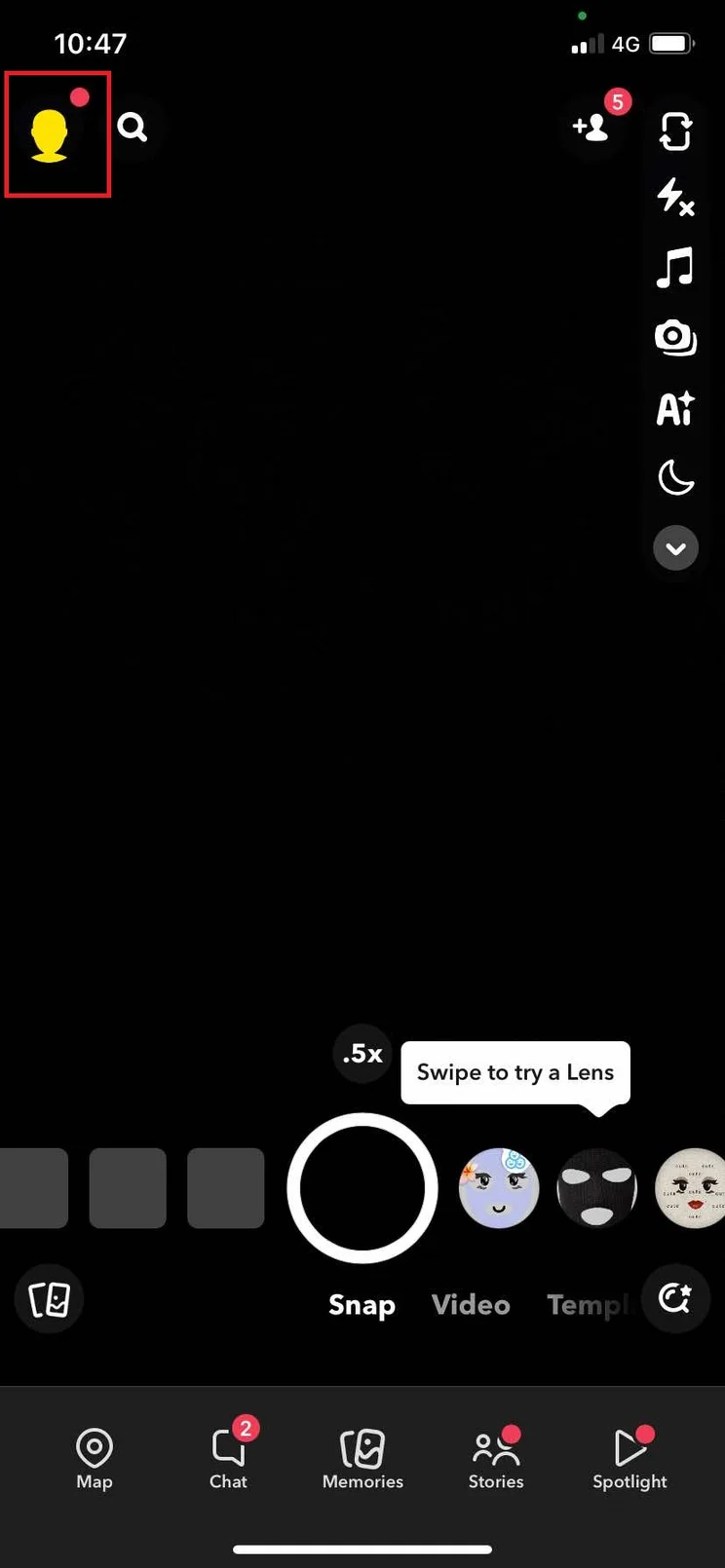 Tap your profile picture on the top left corner of the screen
