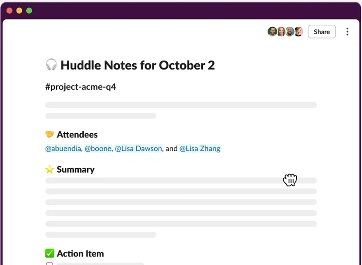 Slack Huddle Notes