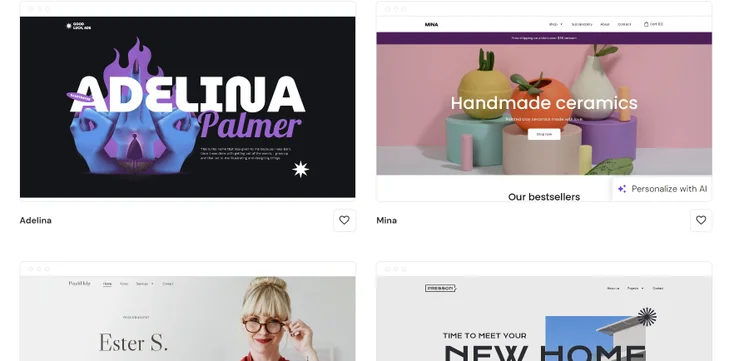 Thumbnails of Hostinger templates