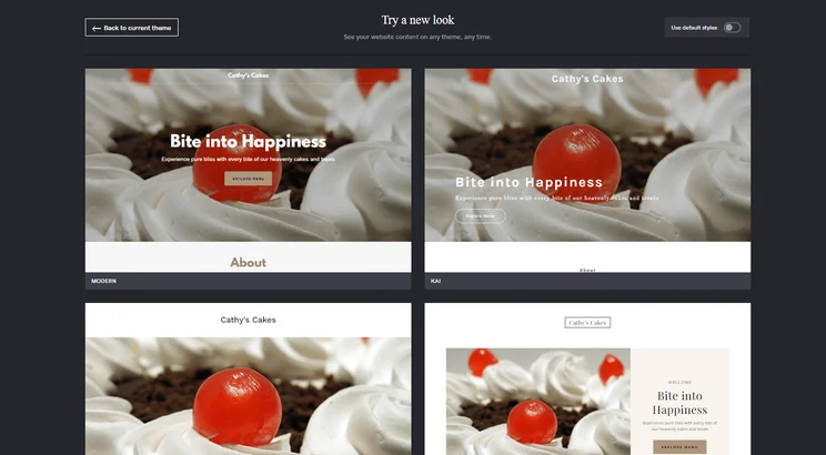 GoDaddy AI website themes