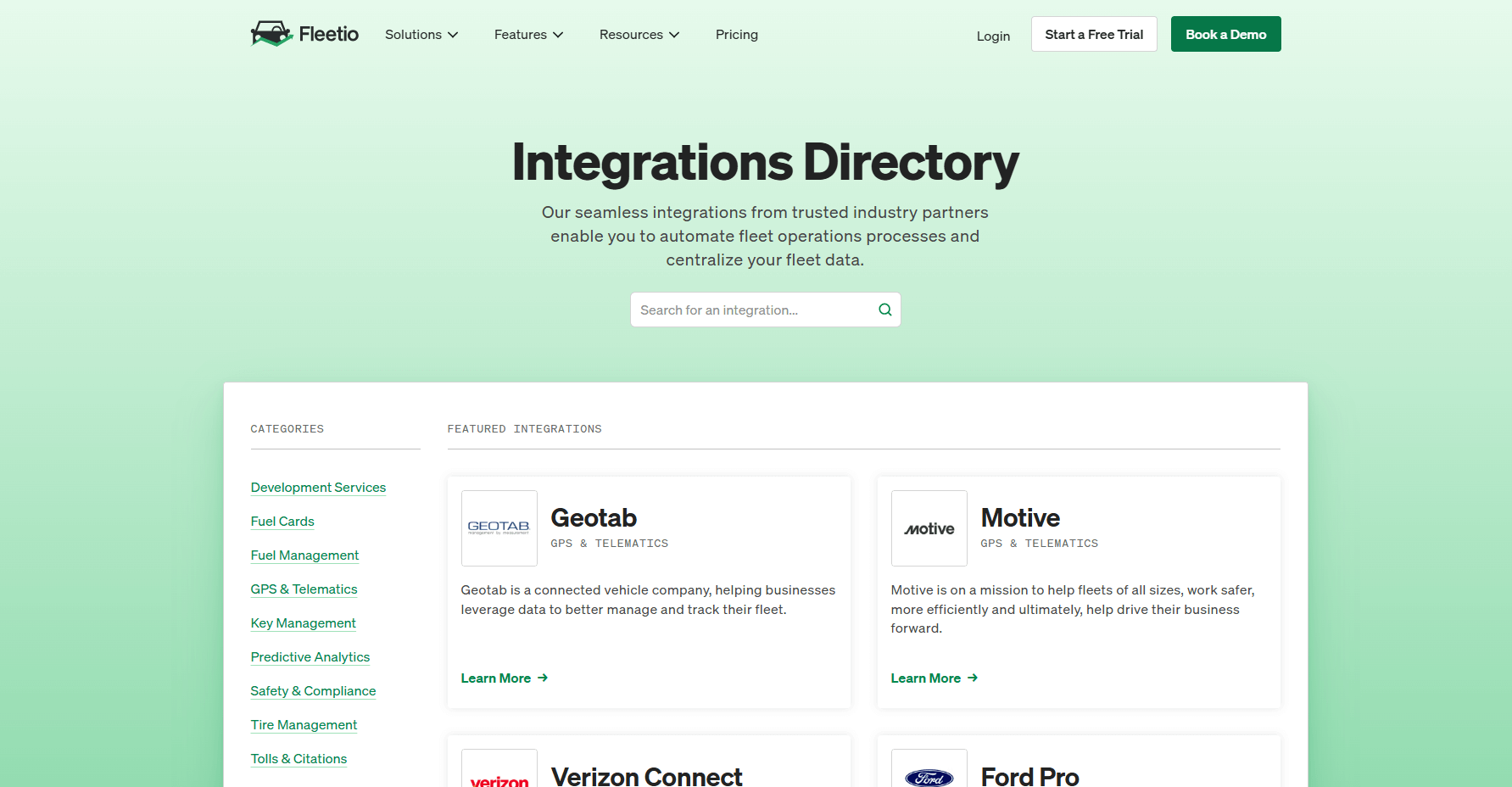 The Fleetio integration directory