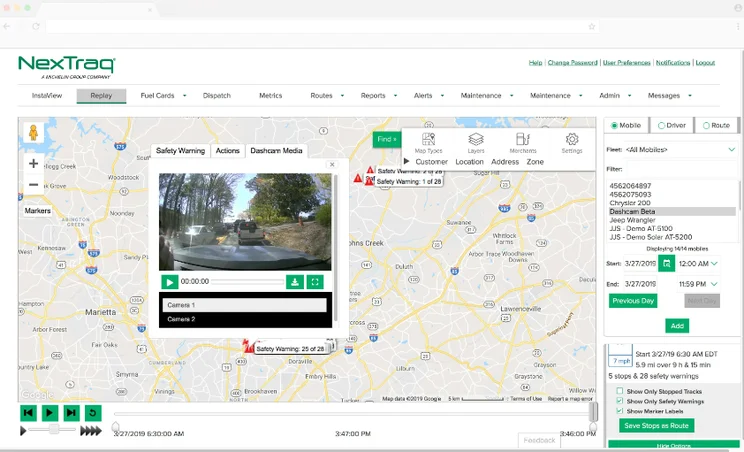 NexTraq's incident dashcam providers fleet managers with real-time alerts and live GPS location. Source: NexTraq