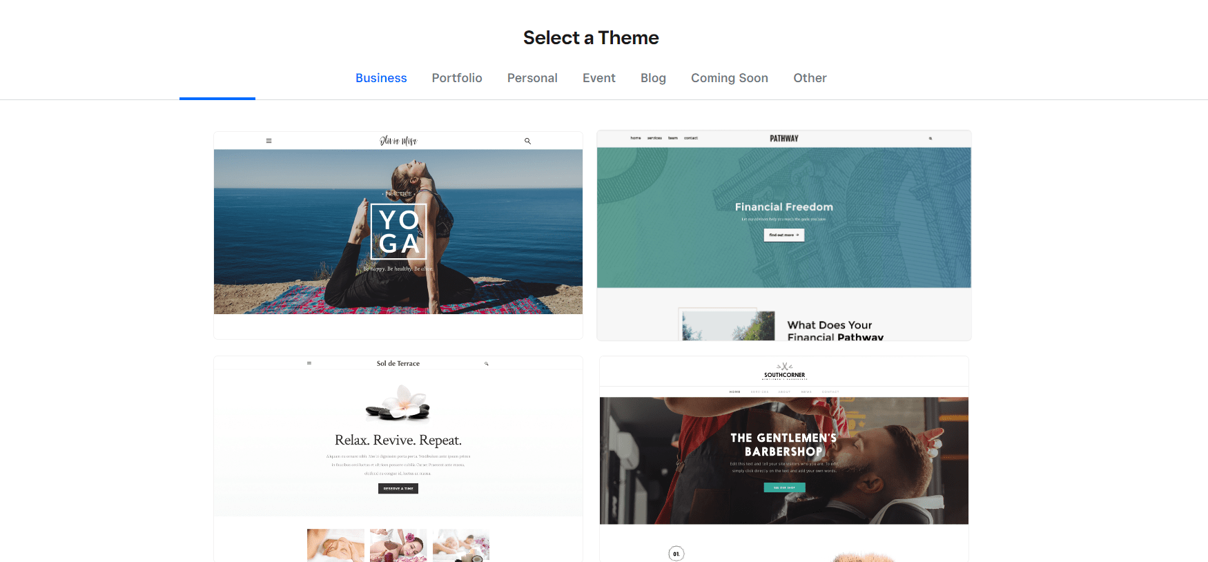 Weebly website builder themes