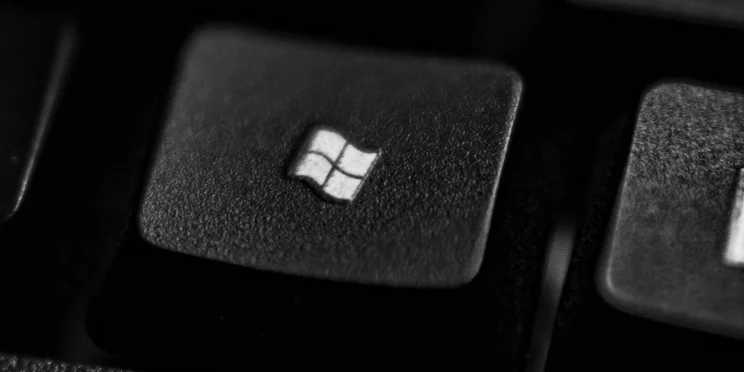 The microsoft icon on a keyboard