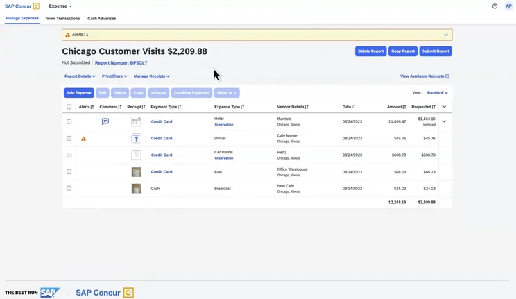 SAP Concur Expense Report