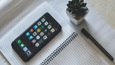 Smartphone on notebook