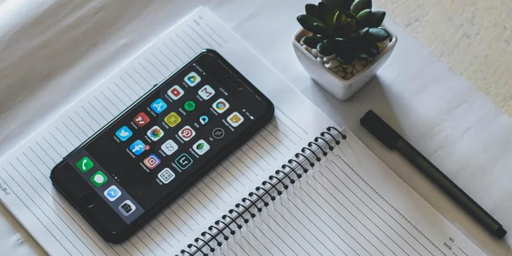 Smartphone on notebook