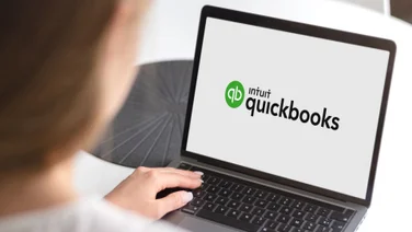 QuickBooks Logo on Laptop