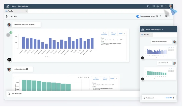 Zoho CRM Zia Analytics