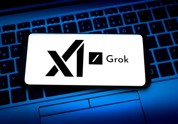 AI chatbot Grok logo on phone screen