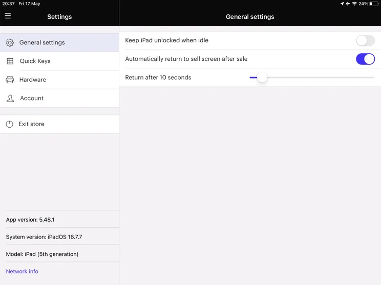 Lightspeed Retail Settings. Source: Tech.co testing