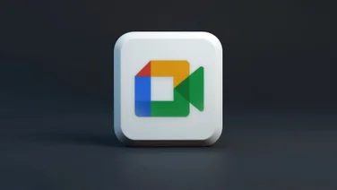 The google meet logo on a black background