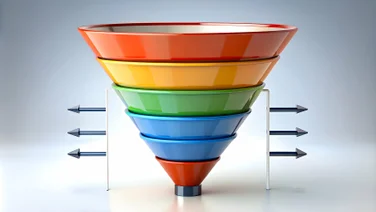 A picture of an actual funnel, representing the stages of a sales funnel