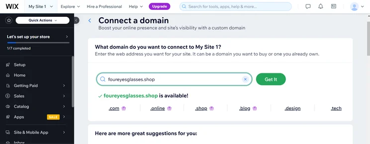Connect a custom domain to your Wix website.