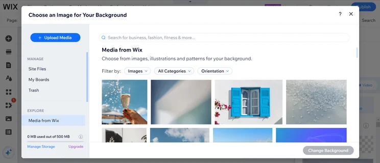 Edit the look of your website by adding unique images