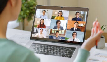 Zoom meeting on laptop screen