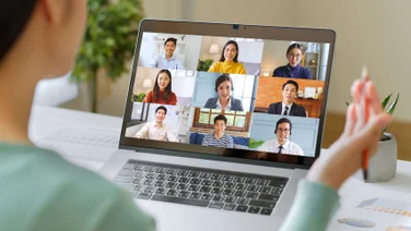 Zoom meeting on laptop screen