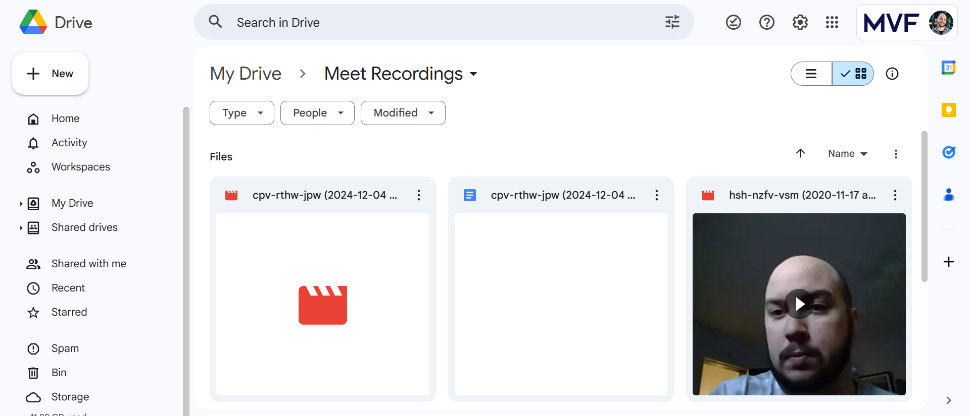 Google Drive Meeting Recordings