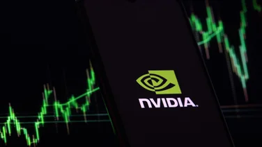 Nvidia logo in front of waveform