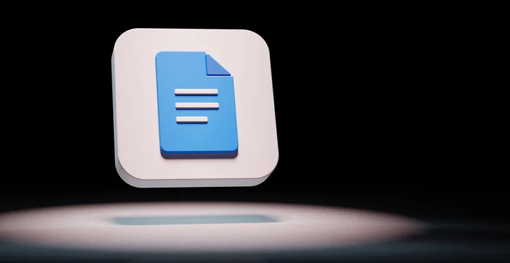 The google docs logo on a black background