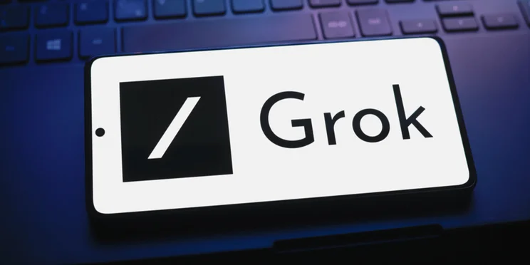 Grok logo on a phone screen.