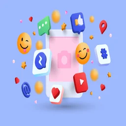 Cartoon-style social media logos