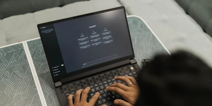 ChatGPT being used on a computer by a man