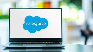 Salesforce logo on laptop