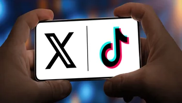 X and TikTok logo on a phone