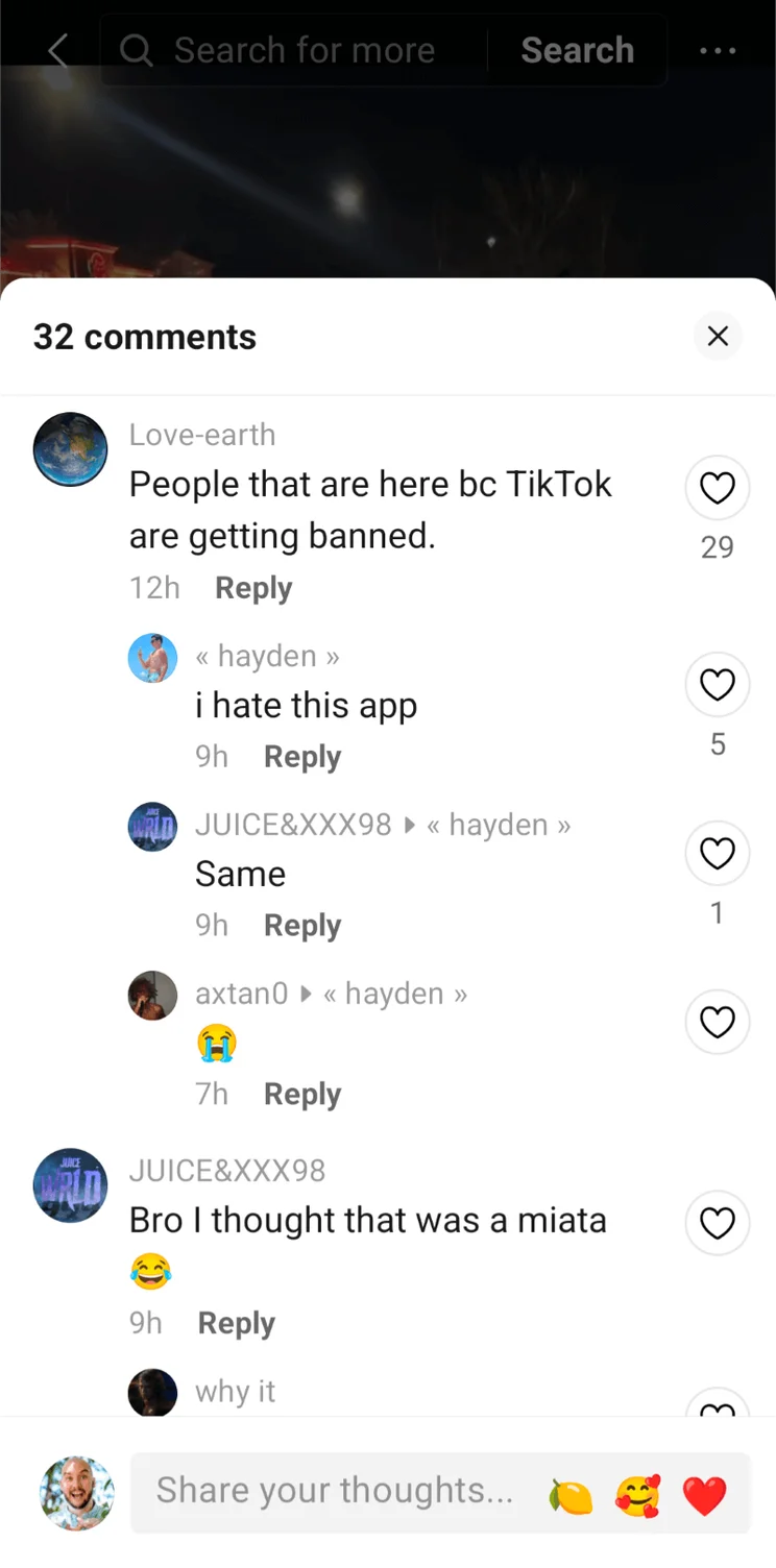 The comments section in Lemon8. Source: Tech.co testing