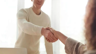 A handshake during a job interview