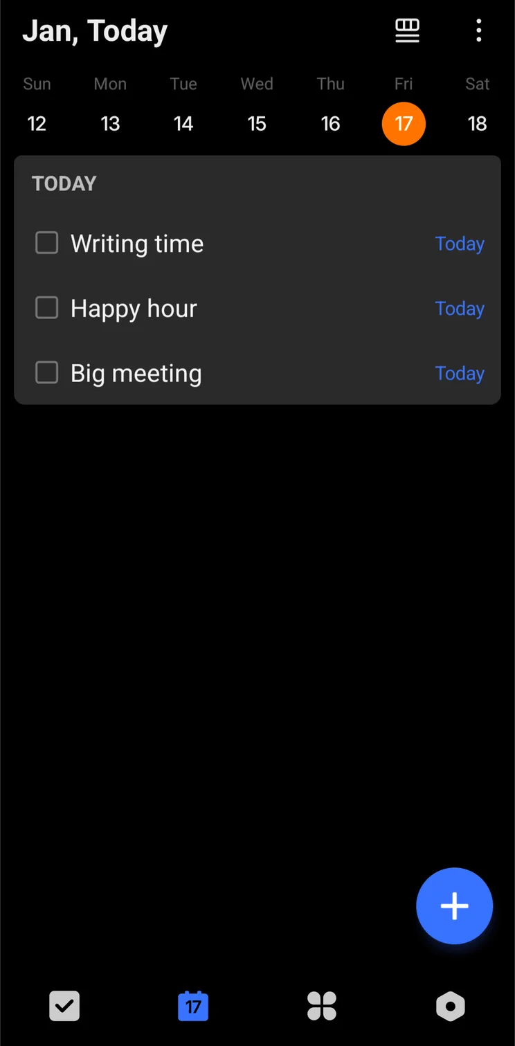 The Calendar checklist tool in the TickTick app. Source: Tech.co testing