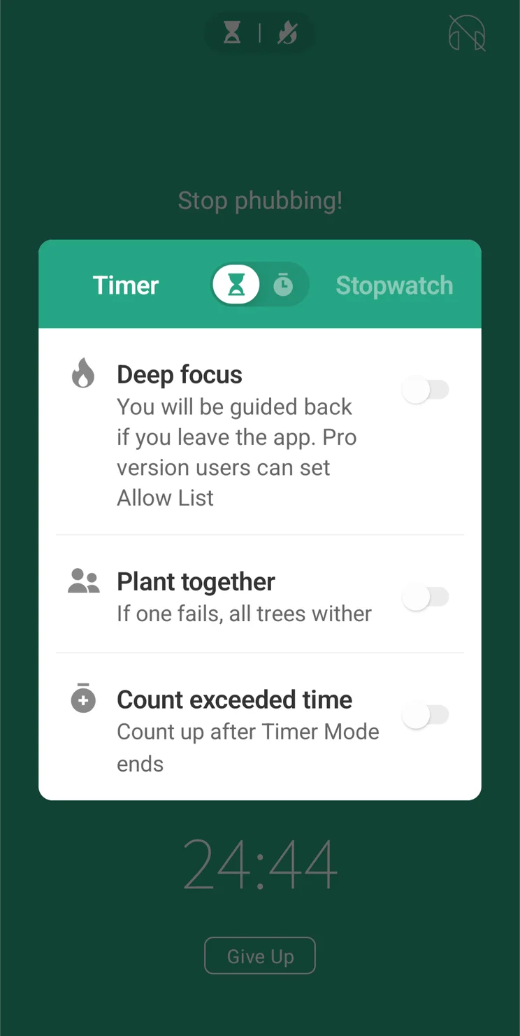 The timer settings page in Forest. Source: Tech.co